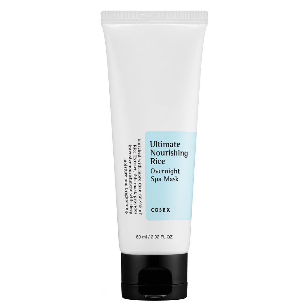 Image of COSRX Ultimate Nourishing Rice Spa Overnight Mask, a Korean skincare product that hydrates, softens, and brightens your skin overnight with nourishing rice extracts. Perfect for those looking for an anti-aging boost