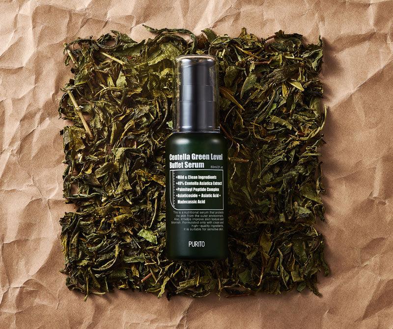 Purito Centella Green Level Buffet Serum - Hydrating & Soothing Serum with Centella Asiatica, Niacinamide and Peptide.