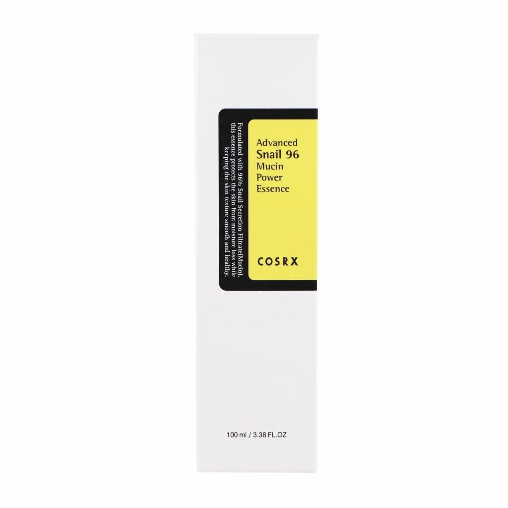 Image of COSRX Advanced Snail 96 Mucin Power Essence, a Korean skincare essence featuring 96% snail mucin for intense hydration, skin repair, and anti-aging benefits. This nourishing and brightening essence is a must-have for achieving healthy, radiant skin.